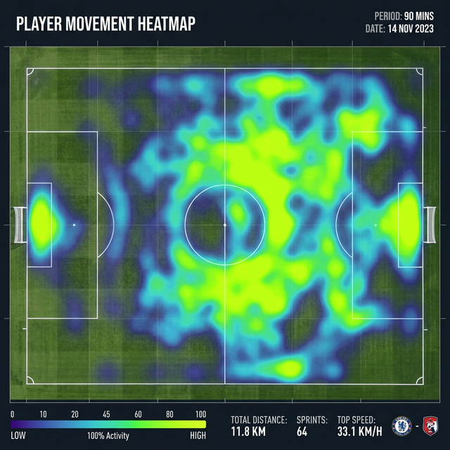 Football heatmap and tactical visualization